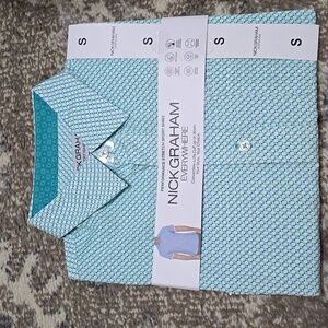 Nick Graham Men's Sport Shirt Blue and Green Small NWT